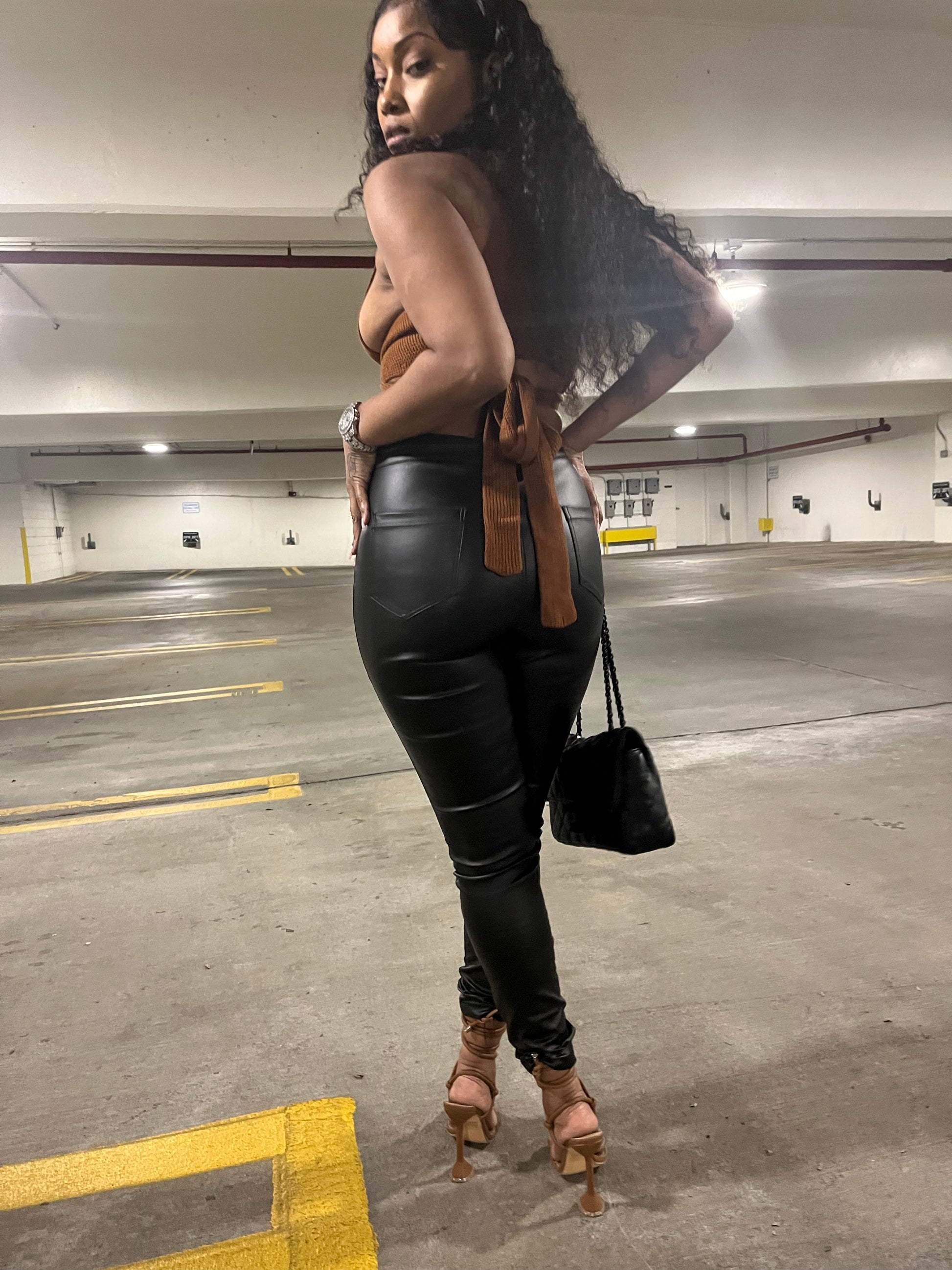 Kristina Black Leather Pant –